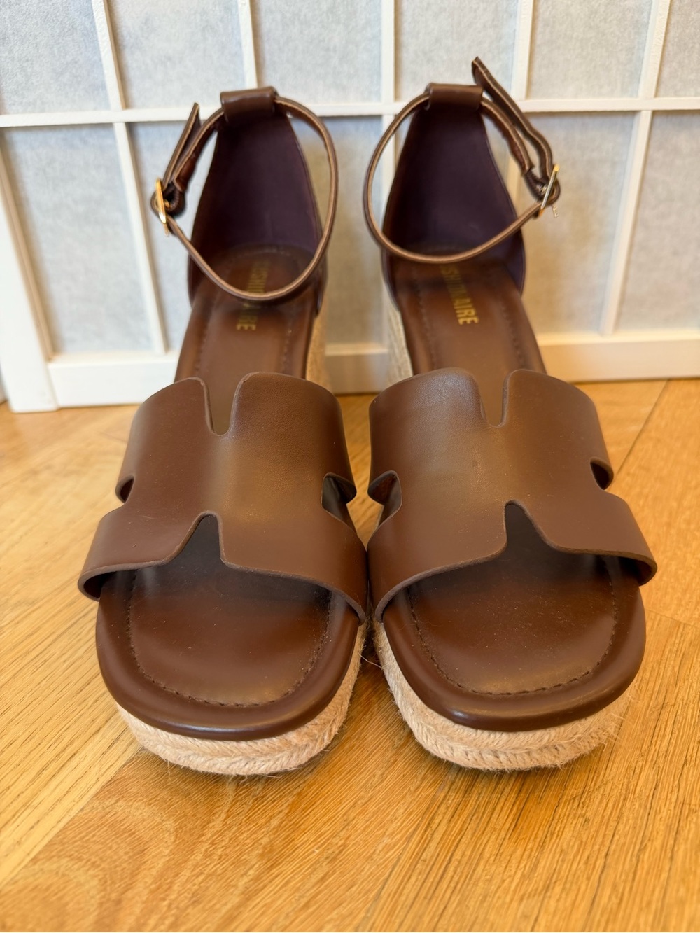 Women’s Brown Platform Espadrille Sandals with Ankle Strap
